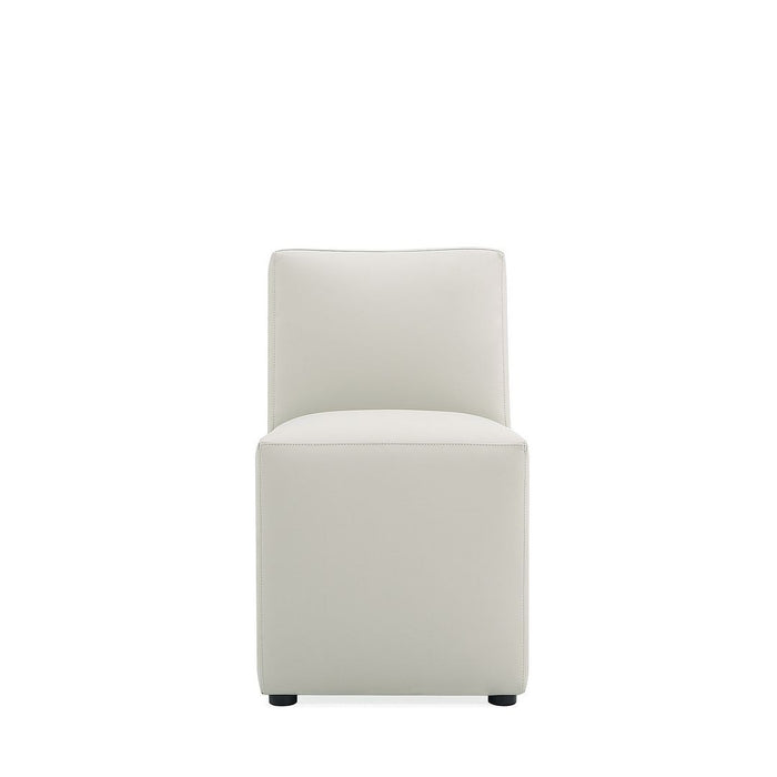 Chaise de salle à manger carrée et moderne Anna de Manhattan Comfort en similicuir - pierre gris clair