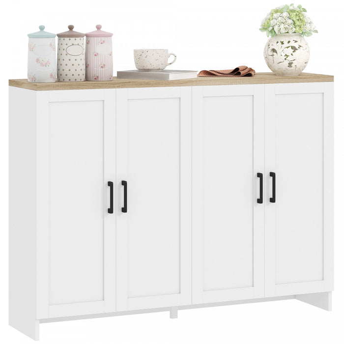 HOMCOM Armoire buffet moderne avec etageres reglables, blanc