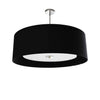 Luminaire suspendu Helena de Dainolite de 22 po de diamètre avec abat-jour noir et blanc qui diffuse la lumière, fini chromé poli et 4 ampoules