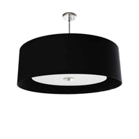 Luminaire suspendu Helena de Dainolite de 22 po de diamètre avec abat-jour noir et blanc qui diffuse la lumière, fini chromé poli et 4 ampoules