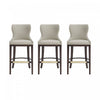 Tabouret de bar Blair moderne en bois avec revetement en tissu couleur pierre - Lot de 3