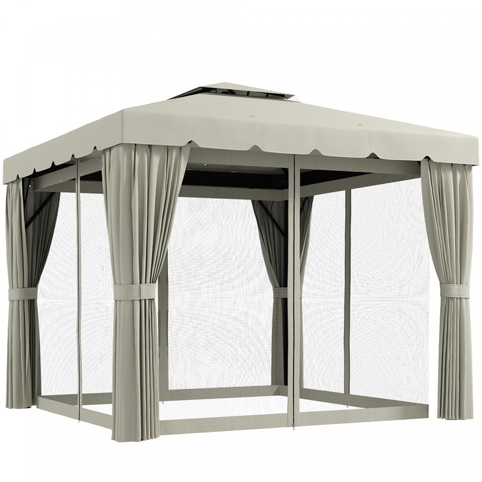 Outsunny Tente D'abris De Jardin 10'x10' Avec Parois Laterales, Blanc Creme