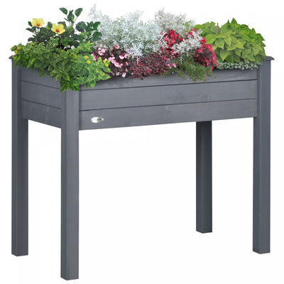 Outsunny 34"x18"x30" Elevated Planter Box With Legs Wooden Patio Raised Garden Bed Outdoor Flower St|Outsunny Jardiniere Surelevee Avec Pieds, 34" X 18" X 30", Jardiniere Surelevee En Bois, Auto-draina