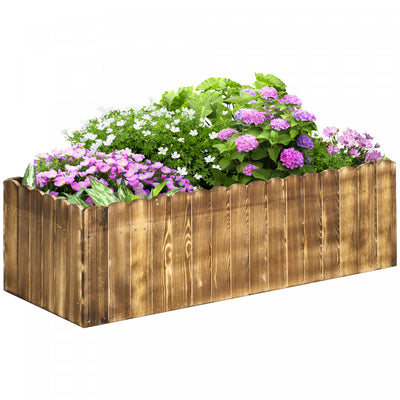 Outsunny 40" X 16" X 12" Raised Garden Bed, Raised Planter Box, Wooden Planter Raised Bed With Drain|Outsunny Lit De Jardin Sureleve Avec Trous De Drainage, Naturel