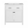 Meuble de salle de bain moderne Baker 30 pouces avec lavabo ceramique et rangement, blanc