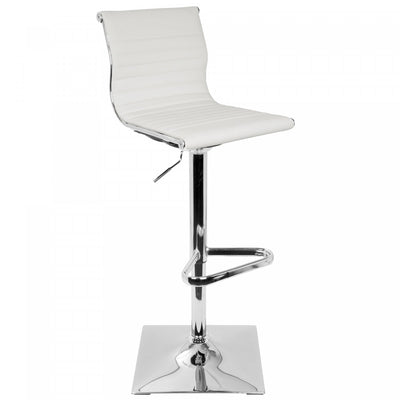 LumiSource Masters Faux Leather Contemporary Adjustable Barstool with Swivel - White|Tabouret bar pivotant réglable contemporain Masters en similicuir - blanc