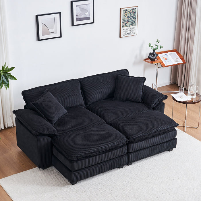 Liam Canape modulaire confortable Cloud 84,6\" avec revetement en velours cotele, Noir