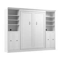 Lit double escamotable Versatile de Bestar de 109 po (L) avec 2 organisateurs de garde-robe et portes - blanc