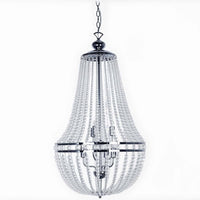 Lustre Dawson de Dainolite avec perles transparentes, fini chromé poli et 6 ampoules