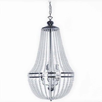 Dainolite Dawson 6 Light Chandelier Polished Chrome Finish Clear Beads Lamp|Lustre Dawson de Dainolite avec perles transparentes, fini chromé poli et 6 ampoules