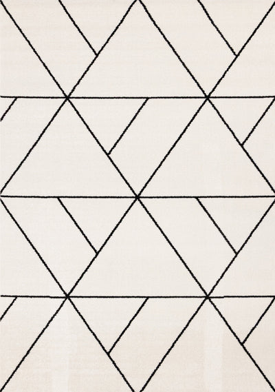 Covington White Black Modern Geometric Trellis Design Rug, 6'7" x 9'10" Indoor Area Rug | Tapis Covington a motif de treillis geometrique moderne blanc et noir, 6'7" x 9'10"