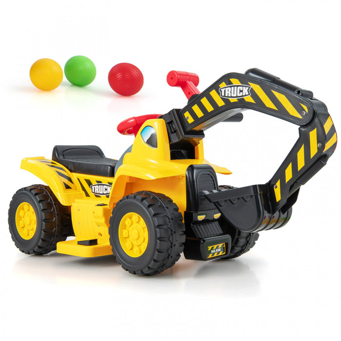 Costway 6v Electric Kids Ride Sur L'excavatrice Pretend Jouer Tracteur De Jouet W / Cercle De Basket-ball