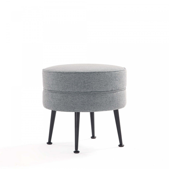 Pouf d’appoint capitonne Bailey style milieu du siecle en gris