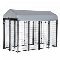 Pawhut 8' X 4' X 6' Grande Cloture Chenil Pour Chien En Metal Avec Toit En Tissu Pe Resistant Aux Uv