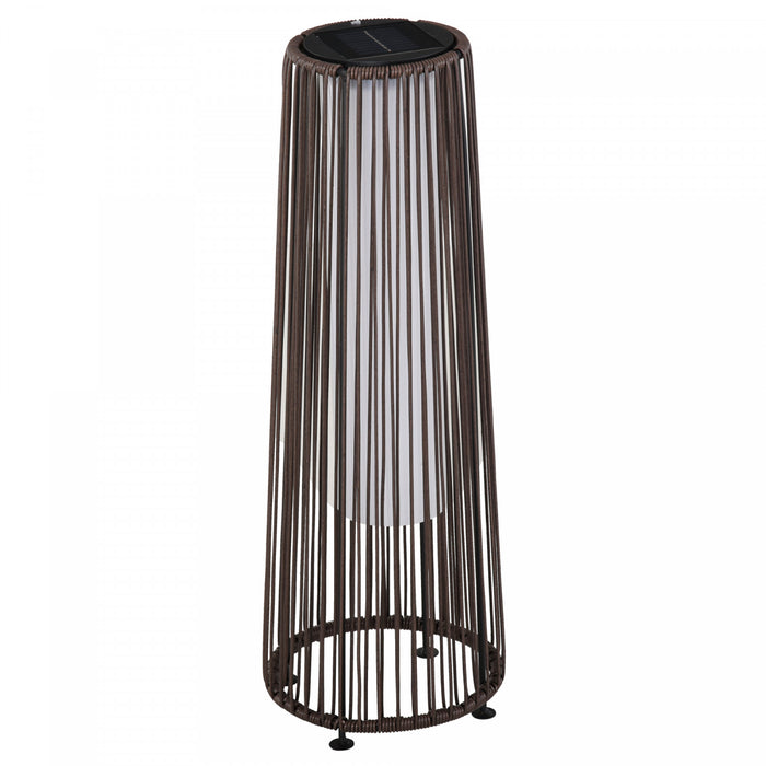Outsunny Lampe Solaire en Rotin 24\", Lampe d'Exterieur Automatique, Marron