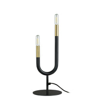 Lampe de table Wand de Dainolite avec fini noir mat et laiton vieilli, et 2 ampoules