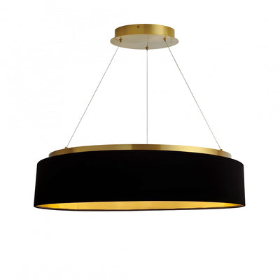 Dainolite Circulo Chandelier 34w Aged Brass Black/Gold Shade Lamp|Lustre Circulo de Dainolite avec abat-jour noir et doré, fini laiton vieilli et ampoule de 34 W