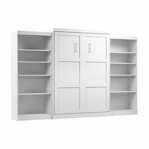 Grand lit escamotable mural Pur de Bestar de 136 po avec 2 meubles à tablettes - blanc