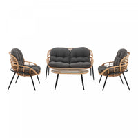  Ensemble de conversation moderne Pine 4 pieces en gris