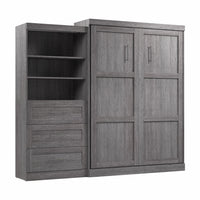 Grand lit escamotable mural Pur de Bestar de 101 po avec tablettes et tiroirs - gris écorce