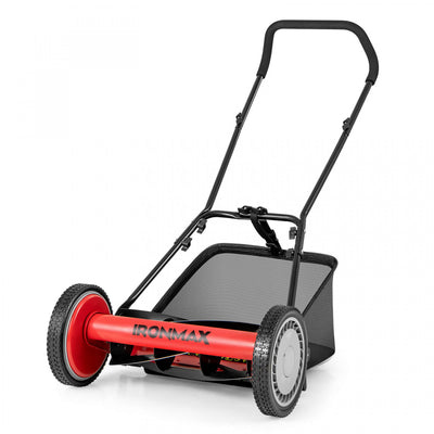 Ironmax 16" Push Lawn Mower With 5-blade 6.9 Gallon Removable Grass Catcher For Garden Red