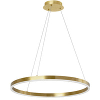 Lustre Circulo de Dainolite en acrylique blanc qui diffuse la lumière, avec fini laiton vieilli et ampoule de 34 W