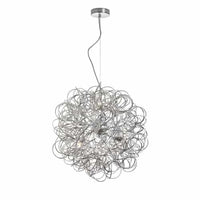 Luminaire suspendu tubulaire Baya de Dainolite avec fini chromé poli et 6 ampoules