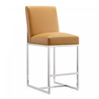  Tabouret de comptoir moderne en metal avec assise rembourree couleur camel Element
