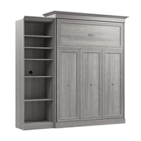 Grand lit escamotable Versatile de Bestar de 92 po (L) avec organisateur de garde-robe - gris platine