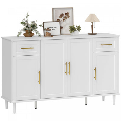 HOMCOM 55" Modern Sideboard Buffet Cabinet with Soft-Close Doors White