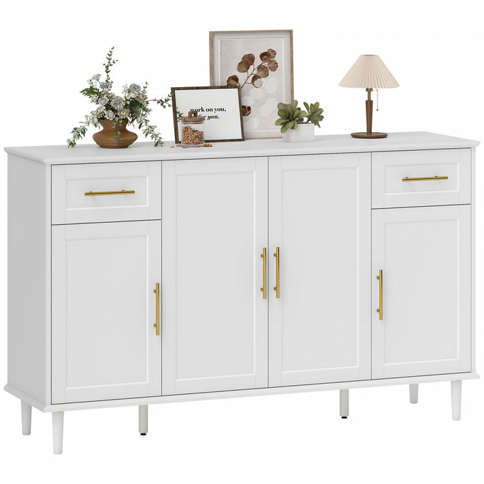 HOMCOM Buffet moderne 55\" avec portes a fermeture amortie, blanc