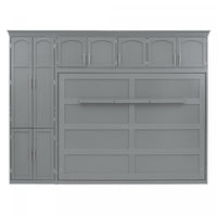  Lit Mural Escamotable Eileen Avec Rangements, Taille Queen - Gris