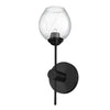 Applique murale Abii de Dainolite en verre transparent avec fini noir mat et 1 ampoule