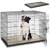 Cage Pour Chien Pawhut, Niche Pliable En Metal De 104 Cm Avec 2 Portes, Plateau Amovible, Coussin Moelleux, Poignee, Cage Pour Tres Grands Chiens, Noir