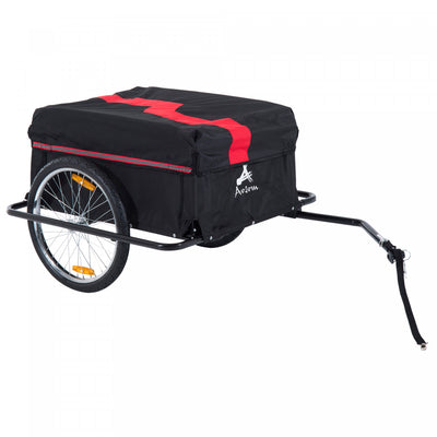 Aosom Bicycle Trailer Bike Cargo Trailer Garden Utility Cart Tool Carrier With Removable Cover, Red|Remorque Pour Bicyclette, Remorque De Chargement Pour Bicyclette, Chariot De Jardin Utilitaire, Port