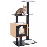 Pawhut Arbre A Chats Design Contemporain Griffoirs Grattoirs Sisal Naturel Centre D‘activites Niche