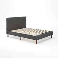  Judy lit plateforme rembourré avec tête de lit gris foncé - Double