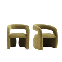  Fauteuil lounge Corvette style milieu du siecle en velours vert olive - Lot de 2
