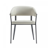Chaise de salle a manger moderne en metal Belle, rembourree, coloris flocon d’avoine