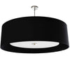 Luminaire suspendu Helena de Dainolite de 30 po de diamètre avec abat-jour noir et blanc qui diffuse la lumière, fini chromé poli et 4 ampoules