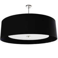 Luminaire suspendu Helena de Dainolite de 30 po de diamètre avec abat-jour noir et blanc qui diffuse la lumière, fini chromé poli et 4 ampoules