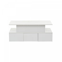 Daniel table basse relevable – table basse avec eclairage LED et 4 tiroirs, blanc