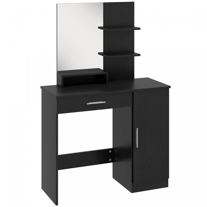 HOMCOM Coiffeuse, table de maquillage avec miroir et etageres de rangement