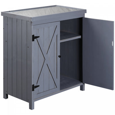 Outsunny Garden Storage Cabinet, Outdoor Tool Shed With Galvanized Top And Two Shelves For Yard Tool|Outsunny Armoire De Rangement De Jardin Avec Toit En Metal Galvanise Deux Etageres Pour Les Outils D