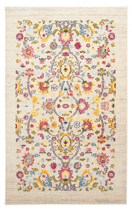 Tapis Traditionnel Rosa 5'0\" x 8'0\" en Ivoire
