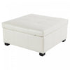 Liam Ottoman Coffre Carre Large de 34,25\" en Simili Cuir avec Rangement, Beige