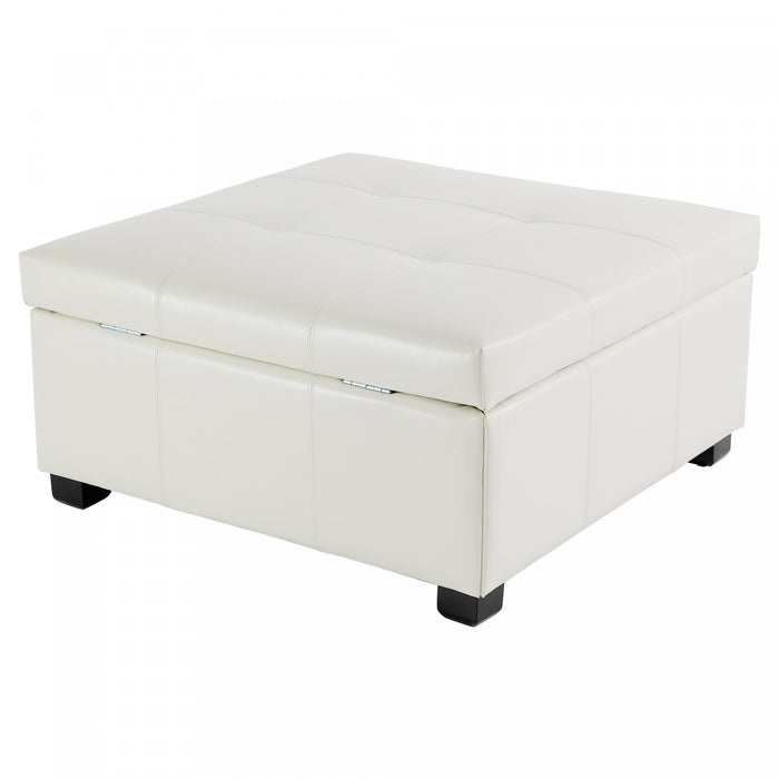 Liam Ottoman Coffre Carre Large de 34,25\" en Simili Cuir avec Rangement, Beige