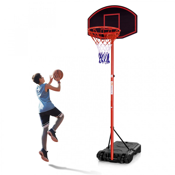 Base Et Panier De Basketball Reglable En Hauteur Costway, Support De Basketball Portable Avec 2 Roues, Base Remplissable, Filet En Nylon Resistant Aux Intemperies