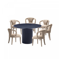 Ensemble de salle a manger moderne industriel chic Hathaway et Palmer 7 pieces en ivoire et noir