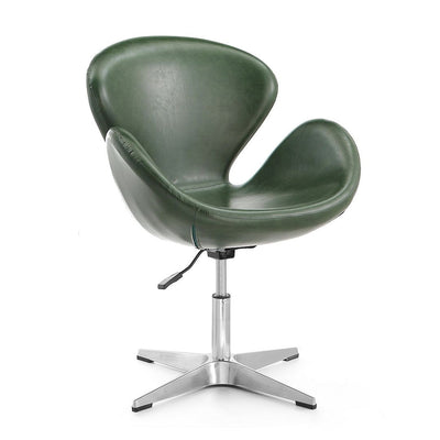 Manhattan Comfort Raspberry Polished Chrome Faux Leather Adjustable Swivel Chair - Forest Green|Chaise pivotante réglable Raspberry de Manhattan Comfort en chrome poli et en similicuir - vert forêt